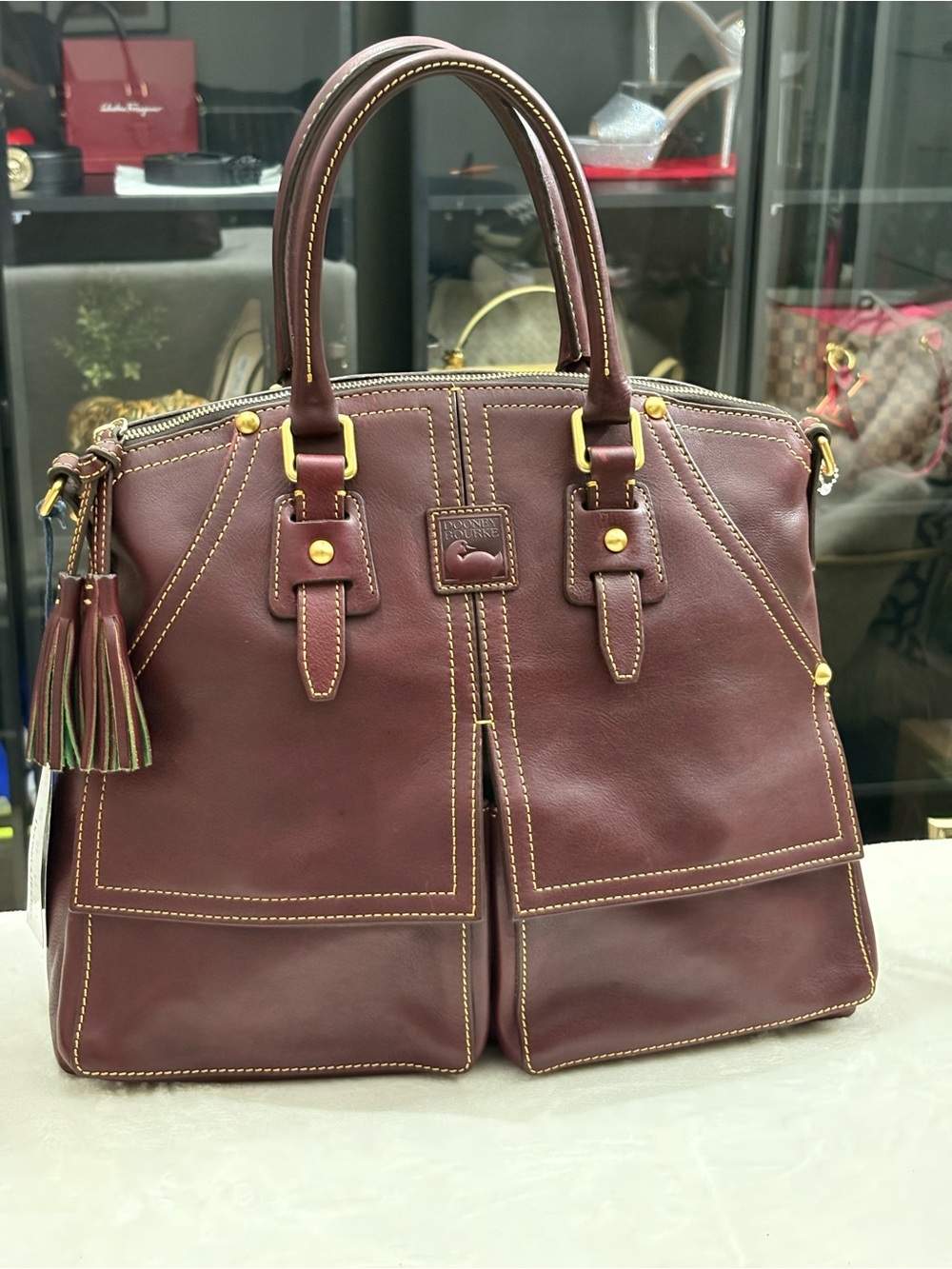 The Florentine Leather Large Clayton Handbag – Burgundy.
